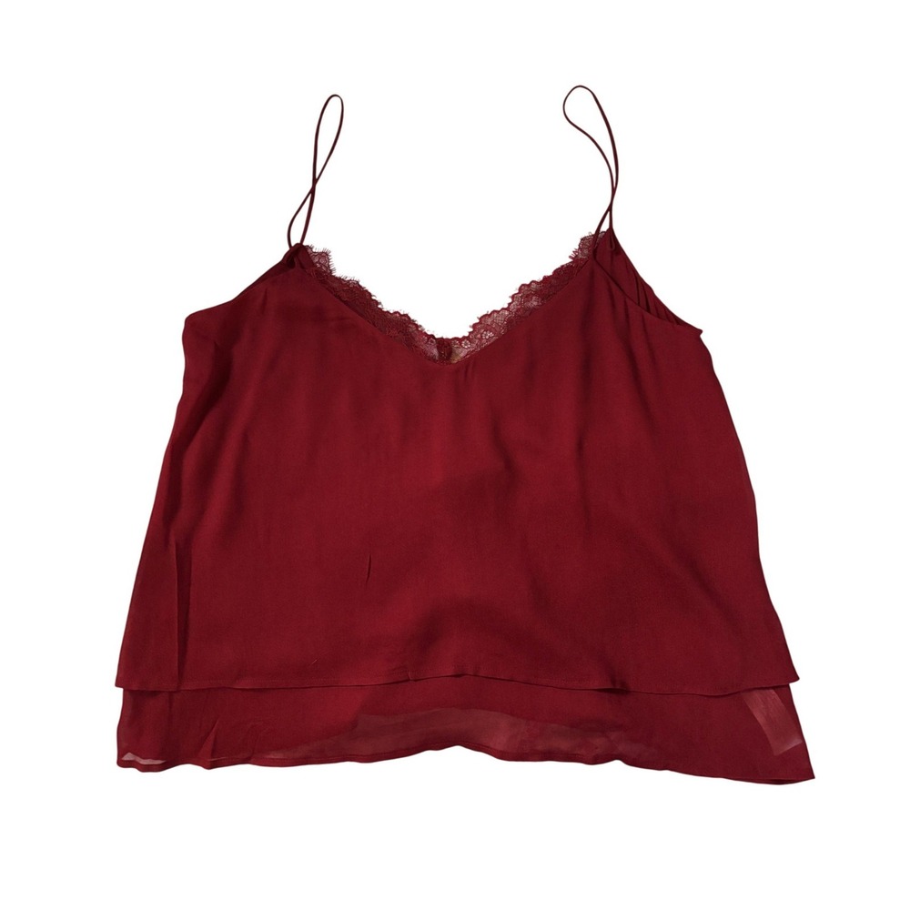 NWT Zara Woman Burgundy Lace Trim Layered V-Neck Camisole Tank Top NWT Size L